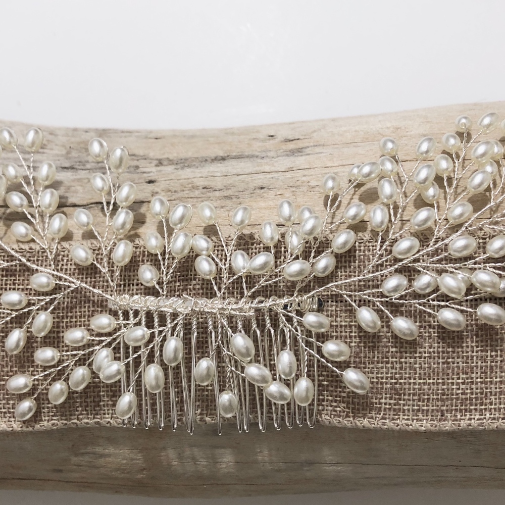 Wedding Hair Comb, Pearl Hair  Comb - Picture 3 of 5